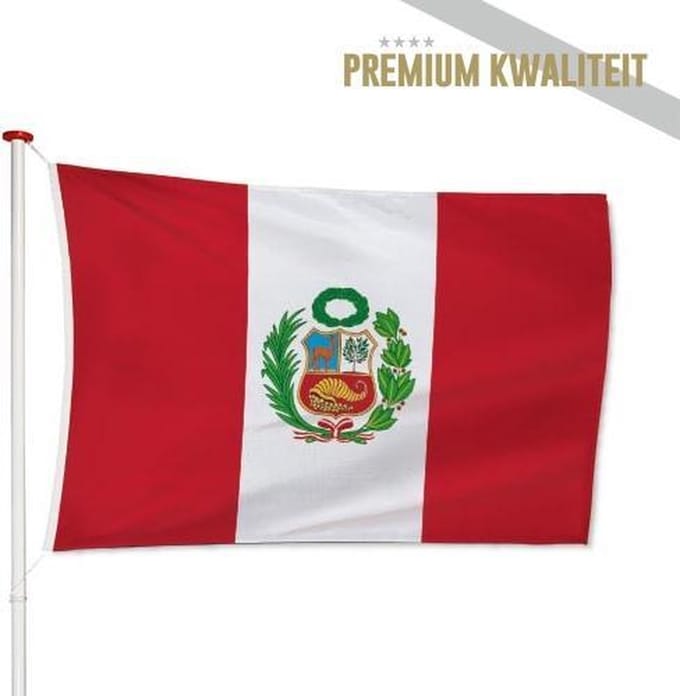 Peruaanse Vlag Peru 40x60cm - Kwaliteitsvlag - Geschikt voor buiten