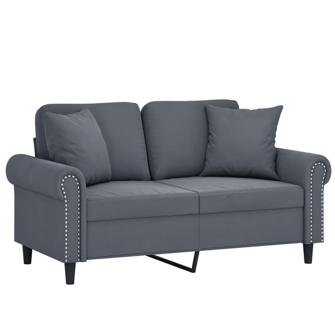 vidaXL - Tweezitsbank - met - sierkussens - 120 - cm - fluweel - donkergrijs