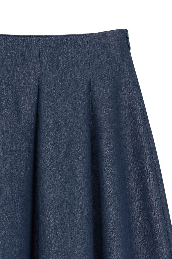 Hoge Taille A-Lijn Midi Jeansrok