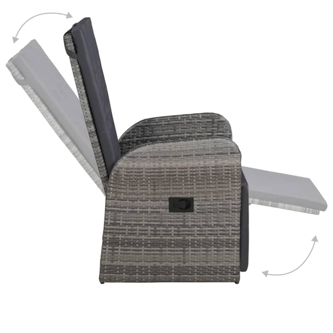 vidaXL - 3-delige - Bistroset - met - kussens - poly - rattan - grijs