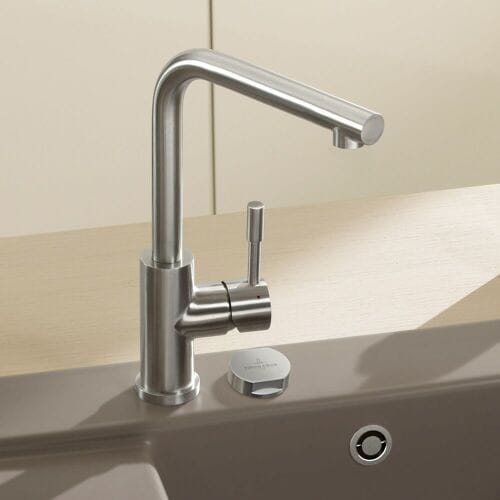 Villeroy & Boch Modern Steel Single Lever Kitchen Faucet 966811LC