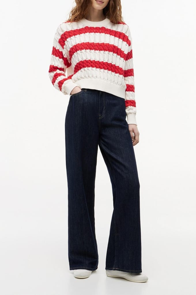 Tommy Hilfiger Loose Cable Sweater Amaryllis Red/stripe Größe: S | Pullover Outlet | Damen | Rot