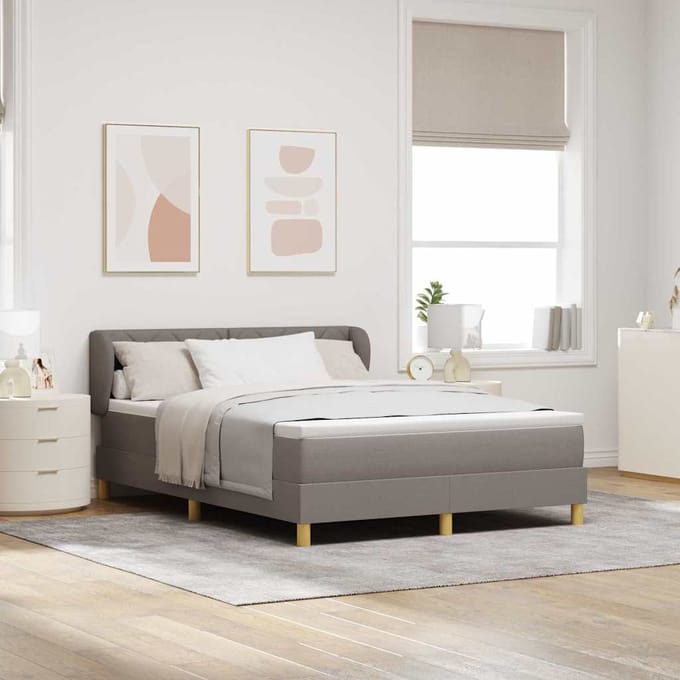 vidaXL - Boxspring - bed - met - hoofdeinde - Taupe - 140 - x - 200 - cm - Stof