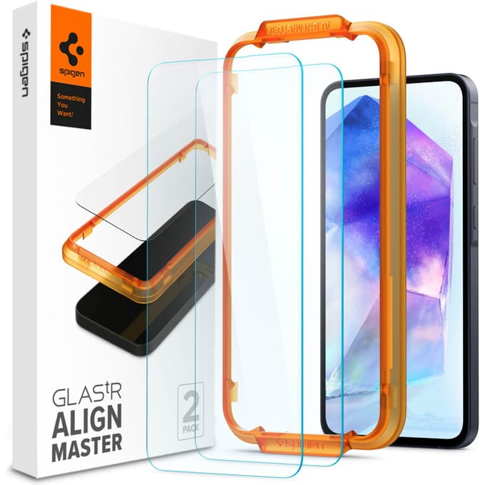 Spigen AlignMaster Screen Protector Geschikt voor Samsung Galaxy A55 Tempered Glass (2-Pack)