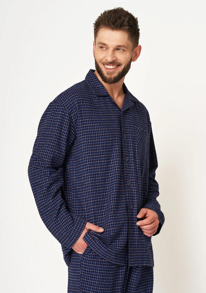 Key Flanellen Heren Pyjama Flanel Blauw MNS 457 4XL