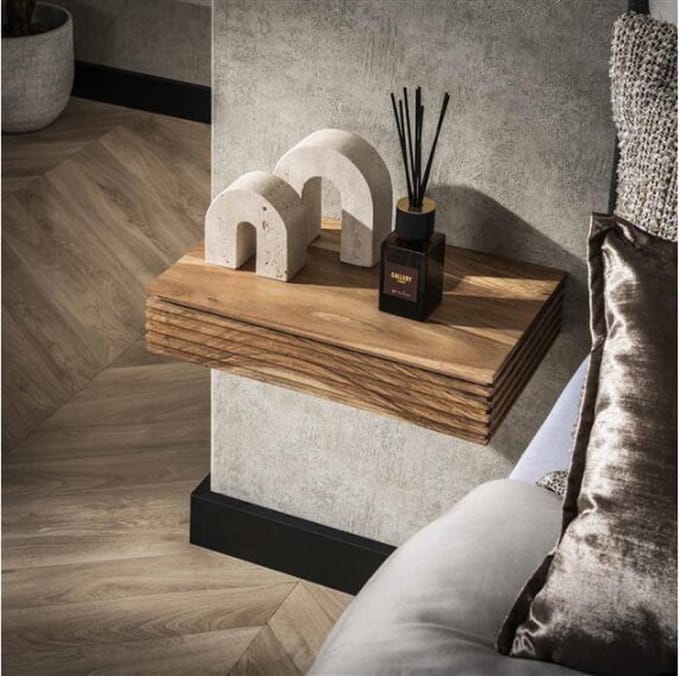 Nachtkastje 1L set/2 layer L - Massief acacia naturel