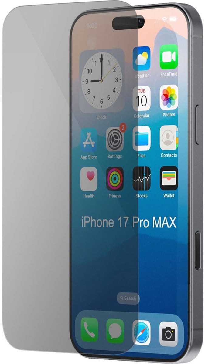 Mobiparts Privacy Screenprotector geschikt voor Apple iPhone 17 Pro Max - Privacy bescherming - Gehard Glas - Anti-bacterieel