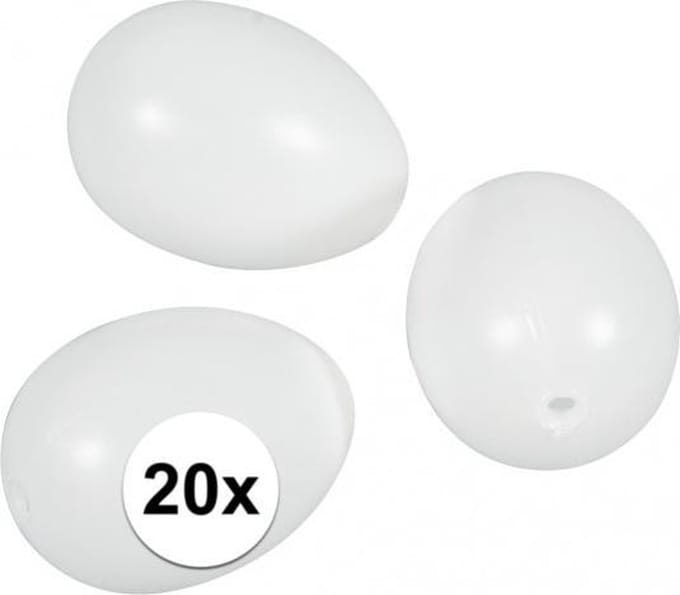 20x Plastic paaseieren wit 6 cm