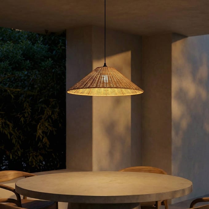Lucande - Hanglampen buiten - 1licht - Rotan, ijzer - H: 20 cm - E27 - bruin, zwart