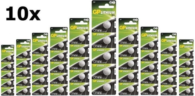50 Stuks (10 Blister a 5st) GP CR1616 3v lithium knoopcelbatterij