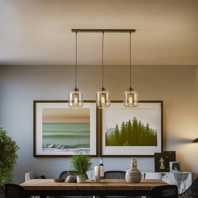 Eko-Light Hanglamp Sombra, rook, 3-lamps, langwerpig
