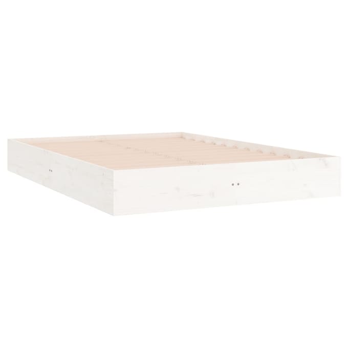 vidaXL - Bedframe - massief - hout - wit - 200x200 - cm