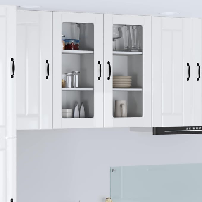 vidaXL - Wandglas - Kasten - LUCCA - 2 - st - Hoogglans - Wit - Bewerkt - hout