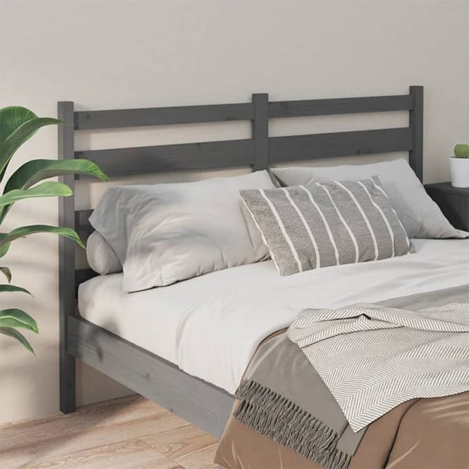 vidaXL - Hoofdbord - 206x4x100 - cm - massief - grenenhout - grijs