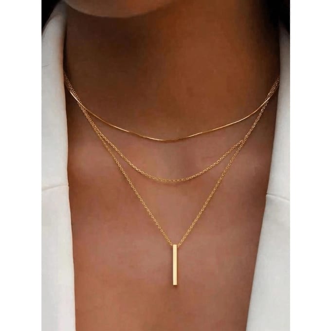 1 pièce Collier Carré Multi-Couches Simple Tendance pour Femme one-size or