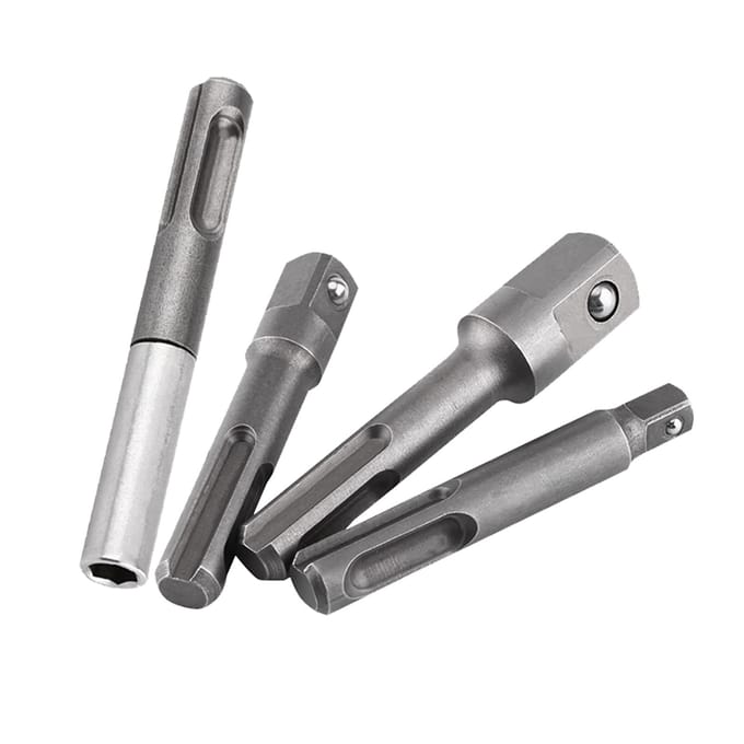 SDS Plus Shank to 1 4  Hex Socket Adaptor and 1 4 3 8 1 2  Square Drill Bit Extension Connector wit