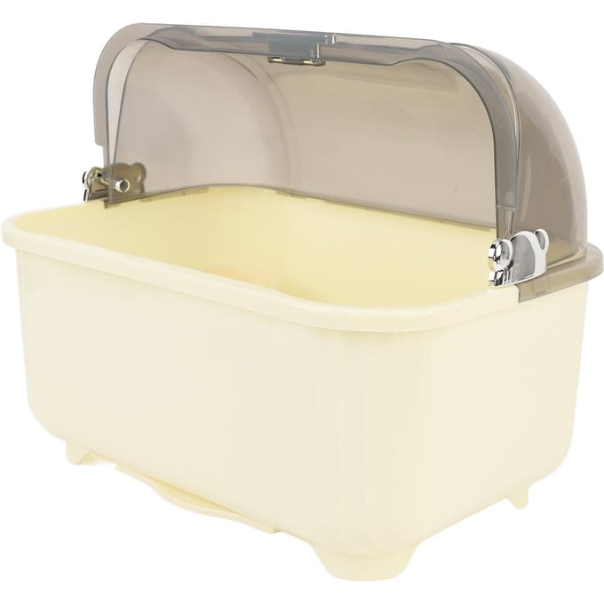 Afwasdroogbox Effectieve Afwatering Grote Capaciteit PP Plastic Kom Afwasdroogrek Houder met Stofdicht beige