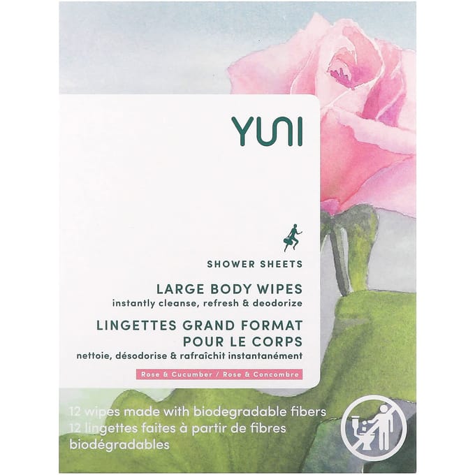 Yuni Beauty, Shower Sheet, Rose & Cucumber, 12 Pieces white
