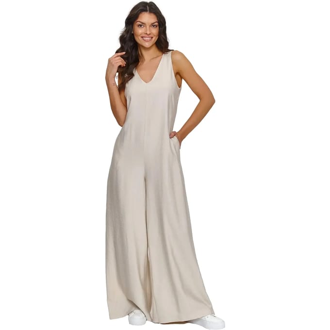 V-hals jumpsuit dames Makadamia