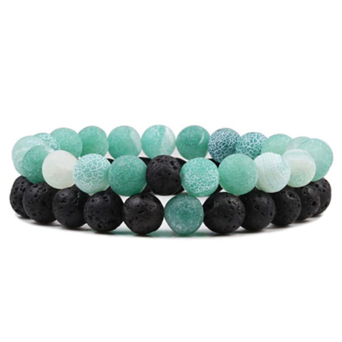 Marama - Armbanden Set Verde Noir - Elastisch - Edelsteen