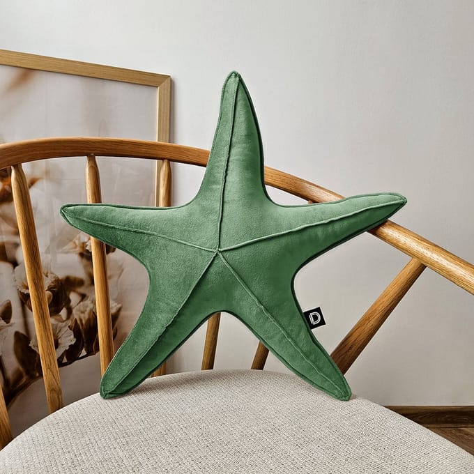 Decordruk VELVET - Grote Stervormige Kussen - 53 cm - Groen