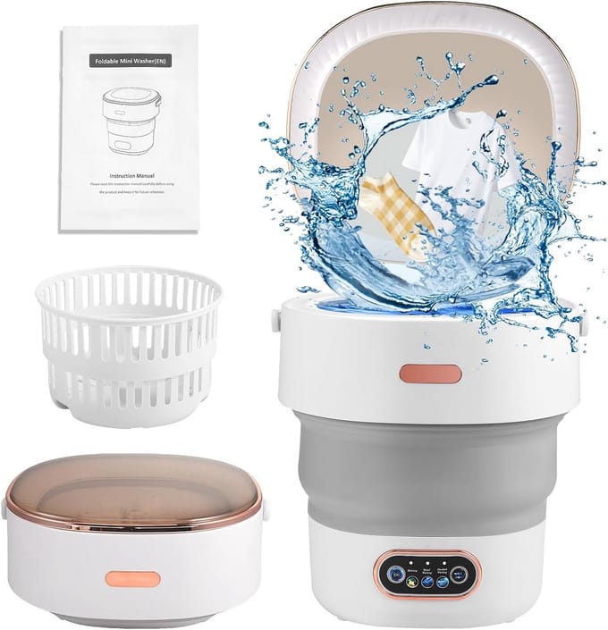 Mini wasmachine - Draagbare machine - Kleine kleding wassen - Opvouwbaar ontwerp - 13 Liter capaciteit - Wit