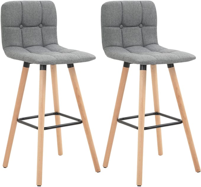 HOMCOM-Barkruk-Linnenlook stof (100% polyester)-47x41,5x97,5cm-Grijs