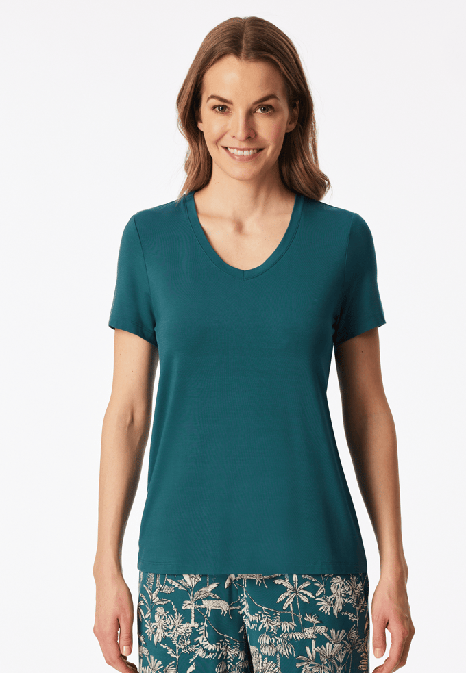 Shirt met korte mouwen en v-hals, groen - Mix+ Relax 34