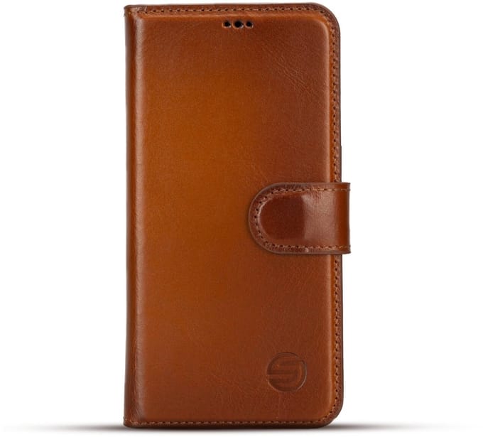 Solidenz hoesje geschikt voor iPhone 15 Pro Max – Lederen Moda Book case met pasjeshouder – bruin