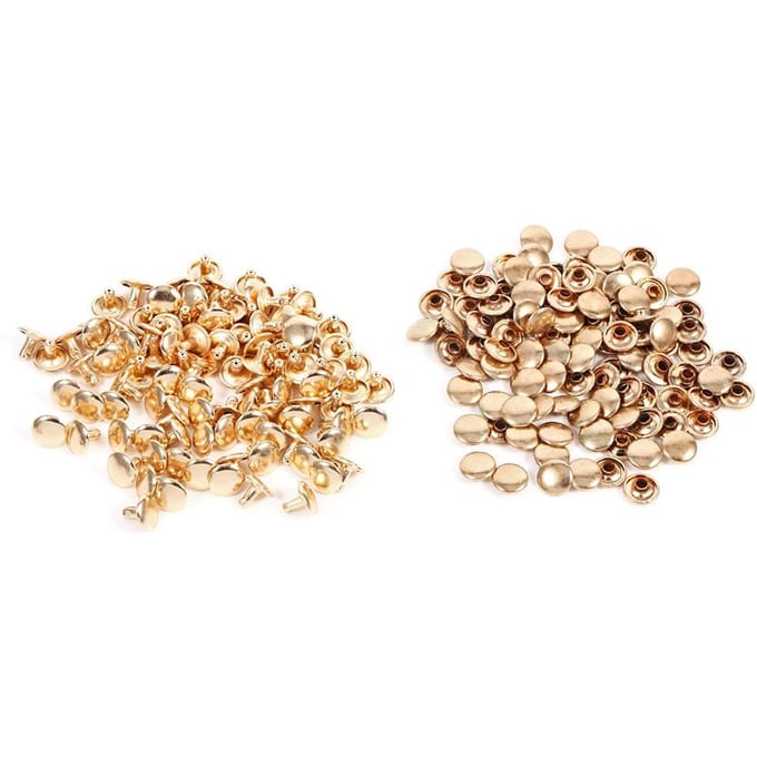 Lot de 100 rivets à double capuchon 8 x 10 mm pour réparation de cuir, clous, décoration (Or) beige