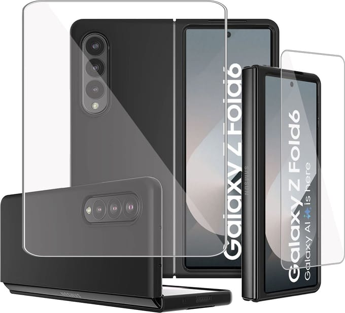 Hoesje + Screenprotector geschikt voor Samsung Galaxy Z Fold 6 – Folie - Case Transparant