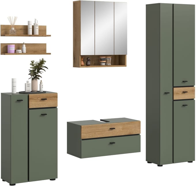 xonox.home badkamermeubel Aqua Sage Green imitatie B/H/D: 207x191x35 cm