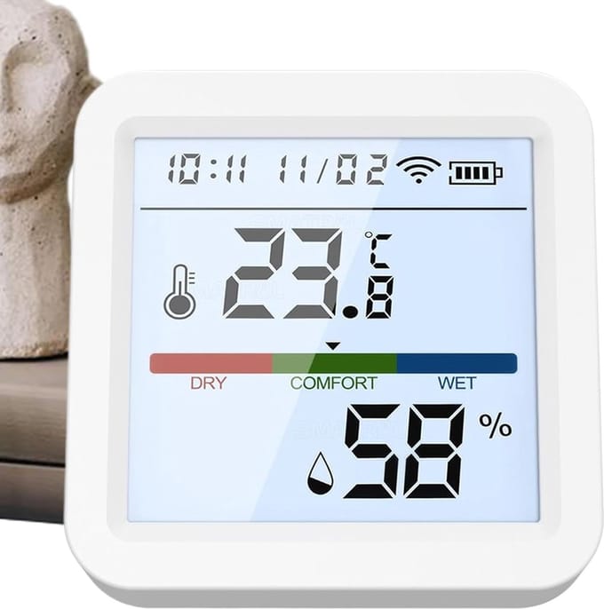 Vochtigheidssensor - Luchtkwaliteit Monitor - Binnenklimaat Bewaken - Directe Data Toegang - 5.6 cm - Wit