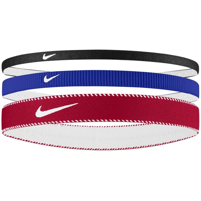 Nike Klassieke Gemengde Flexibele Hoofdband (Set van 3) (Rood/blauw/zwart)