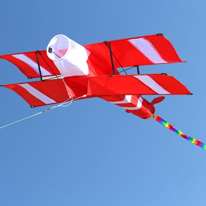 Cerf-volant d'avion 3D, énorme cerf-volant biplan, cerf-volant volant géant, cerf-volant d'avion 3D en Polyester de grande taille rouge
