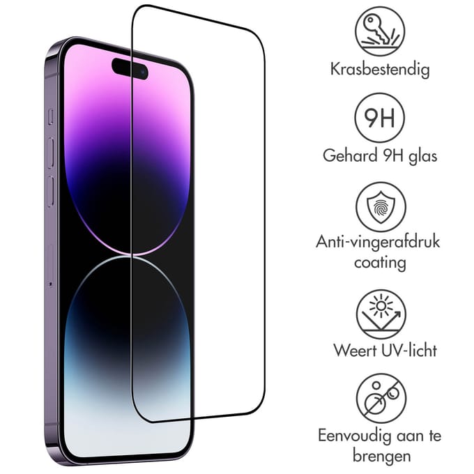 Accezz Screen Protector - Geschikt voor Apple iPhone 15 Pro Max - Gehard Glass Full Cover
