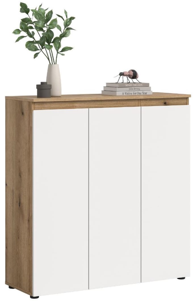 Scarpa dressoir 3 deuren eik decor, wit.
