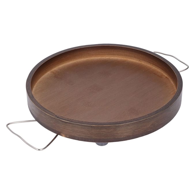 Ronde Arm Bekerhouder Dienblad Opvouwbaar Draagbaar Multifunctioneel Antislip Fauteuil Organizer Hout Bank brown