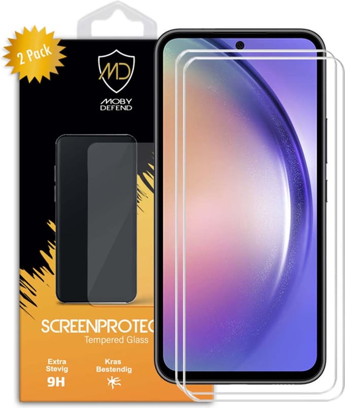 2-Pack MobyDefend Screenprotectors - Geschikt voor Samsung Galaxy A54 - Case-Friendly Screensavers - Gehard Glas