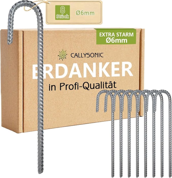 8x Stevige Grondankers 30 cm - J-Haringen voor Trampoline, Tent en Omheining
