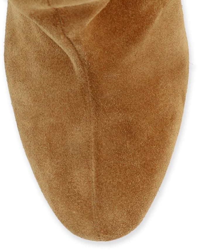 Sacha - Dames - Beige suède hoge laarzen met hak - Maat 41