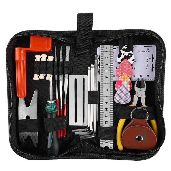 Kit d'accessoires pour réparation de guitare acoustique électrique, ukulélé, outil de nettoyage multicolore