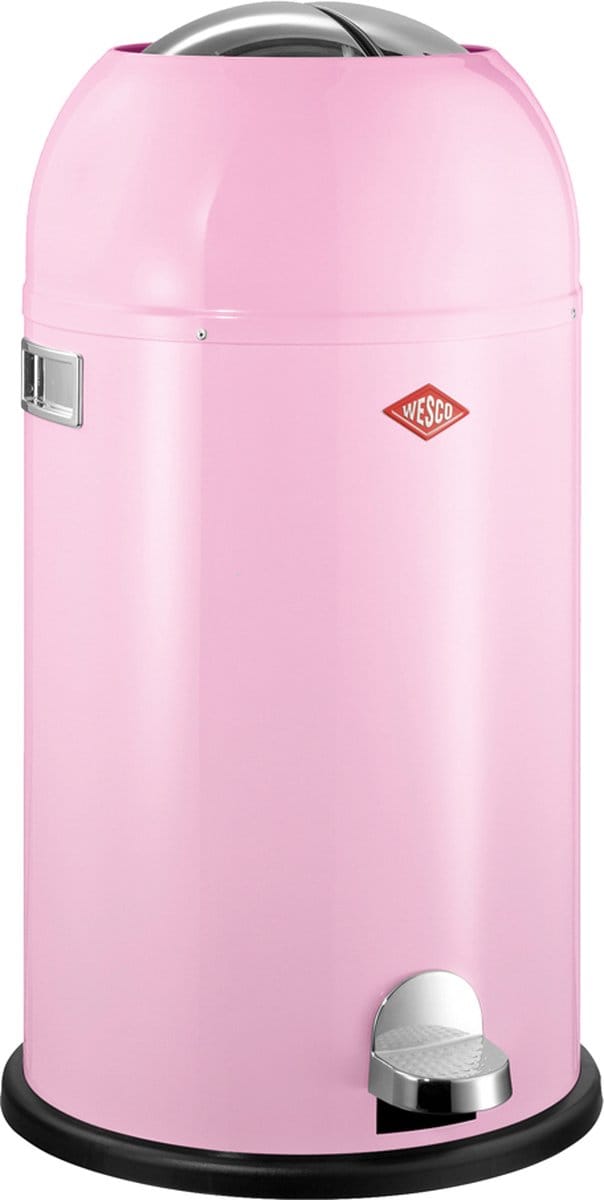 WESCO Kickmaster Prullenbak | Pedaalemmer | 33 Liter | Metaal - Roze | Afvalemmer - Made in Germany