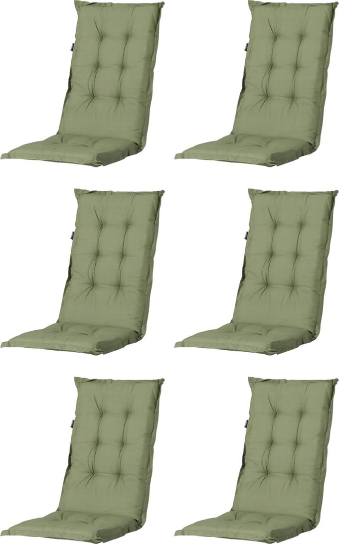 Madison - Tuinkussen - Universeel - Lage Rug - 6 st. - Basic Green - 105x50cm - Groen - Tuinstoelkussens - Standenstoel