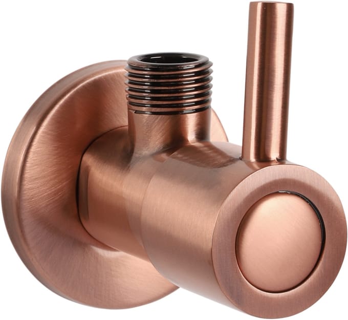 Differnz Hoekstopkraan Rood Koper â€“ Met Rozet 1/2"/ 3/8" â€“ Toiletkraan