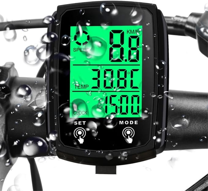 ZRSS® Kilometerteller Fiets - Fietscomputer draadloos - Snelheidsmeter Waterdicht - 20 Functies