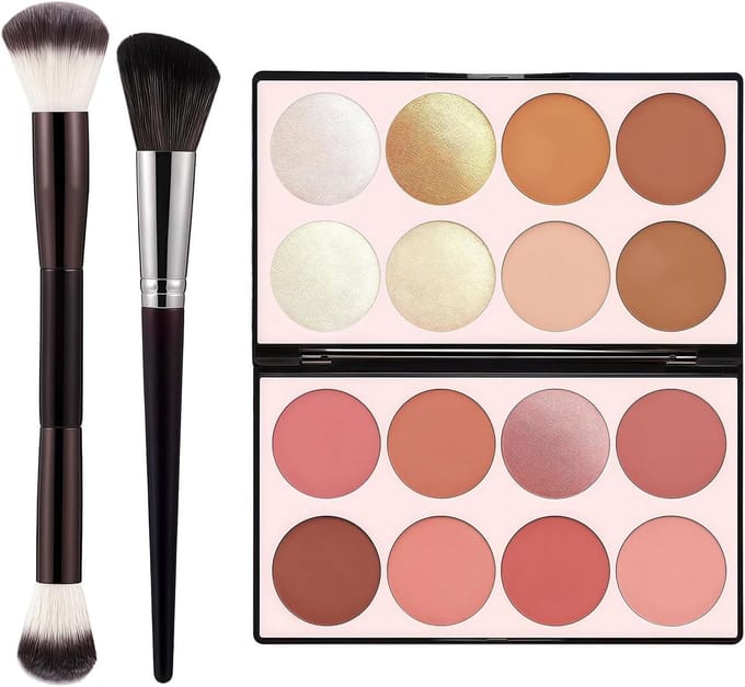 Complete Make-up Set met Blush, Highlighter, Bronzer en Contour - Perfect voor een Stralende Look