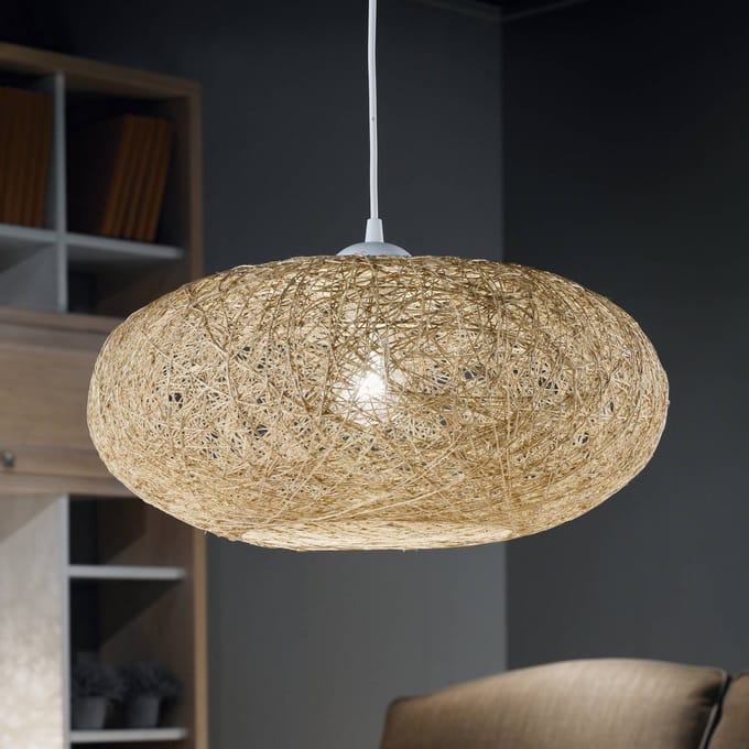 EGLO Campilo Hanglamp - E27 - 1 Lichts - Ø45 cm - Wit, beige/zandkleur