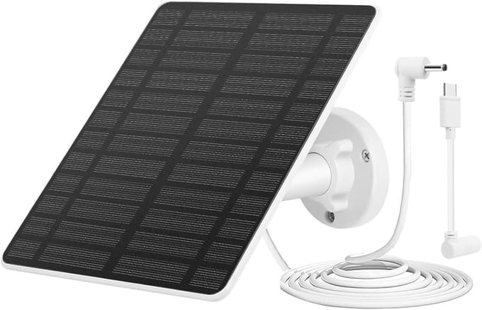 Zonnepaneel voor Beveiligingscamera's - 5W Waterdicht USB-C Zonnepaneel