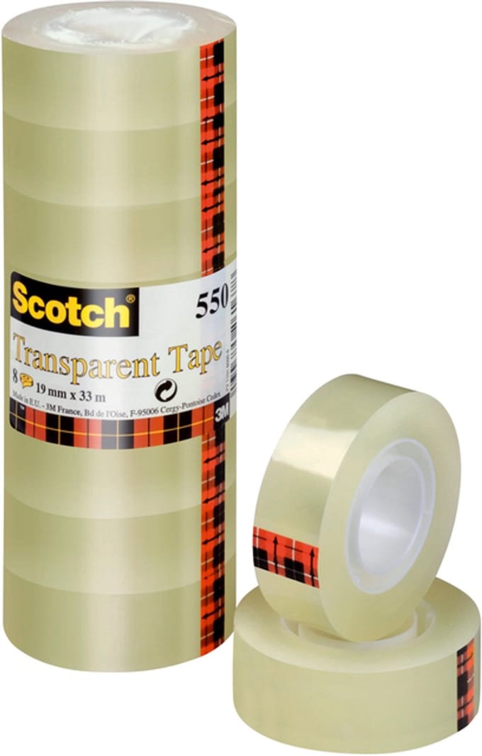 Plakband scotch 550 19mmx33m transparant 8 rollen | 20 stuks